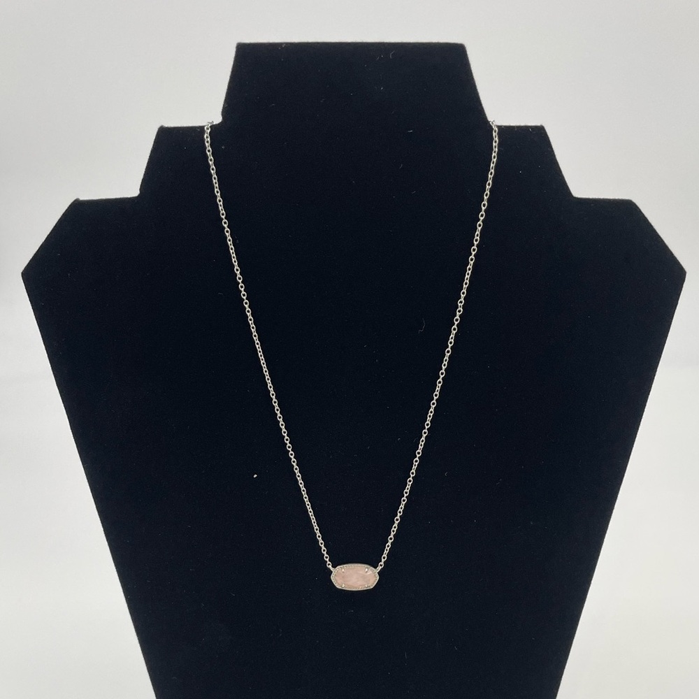 Kendra Scott Silver and Rose Quartz Necklace
